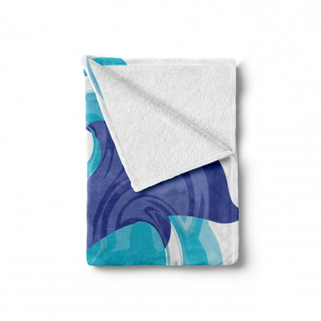 70 x 90 Ambesonne Dolphin Soft Flannel Fleece Throw Blanket Violet Blue Sky Blue Cozy Plush for Indoor and Outdoor Use Abstract Representation of Waves Aqua Life Soft Color Image Nature Scenes 